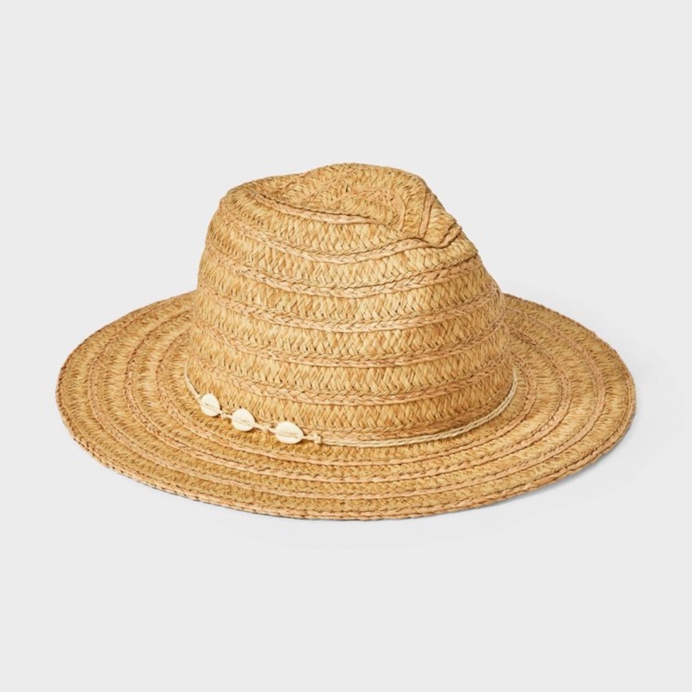Universal Thread | Straw Fedora with Shell Detail Size L/XL NWT